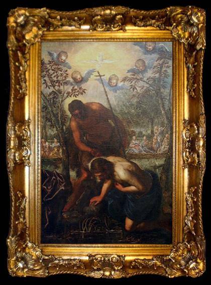 framed  Domenico Tintoretto The Baptism of Christ, ta009-2